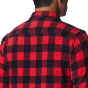 COLUMBIA FLARE GUN FLEECE OVER SHIRT MOUNTAIN RED CHECK 23 marque pas cher 16